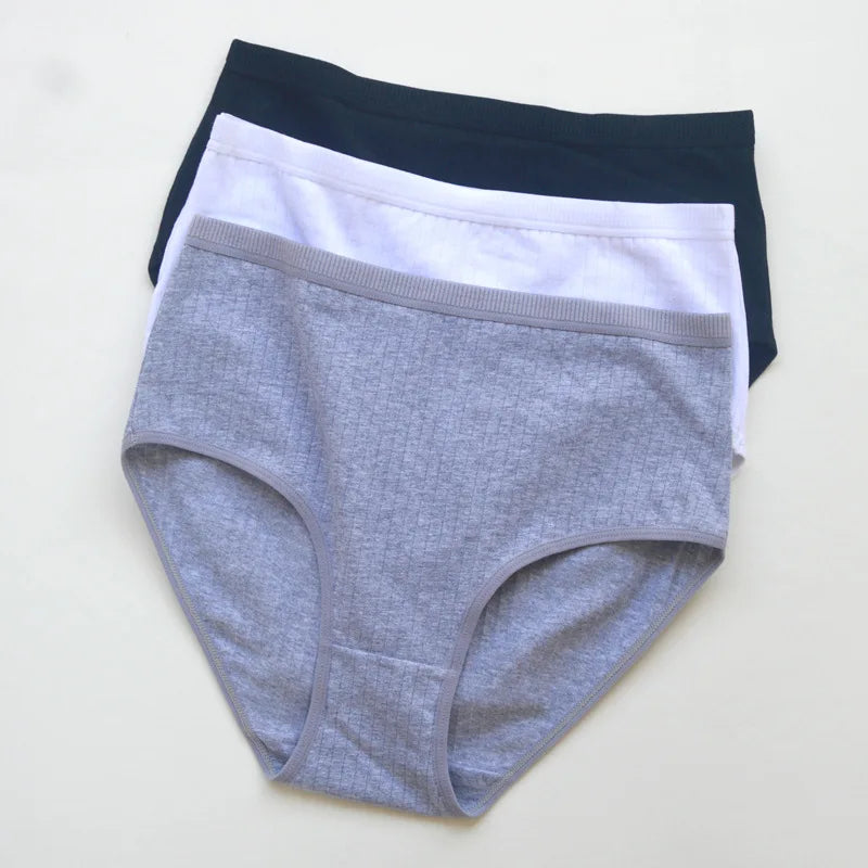 6pcs Cotton Women Panties Lady Plus Size Underwear High Waist Briefs Breathable Solid Color Female Lingerie Shorts