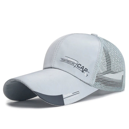Mens Hat For Fish Outdoor Sports Cap Fashion Line Baseball Cap Mesh Breathable Snapback Hat Long Visor Brim Cap Bone Casquette