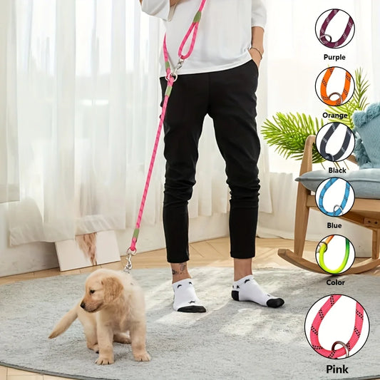 Adjustable Hands-Free Dog Leash, Suitable for Hiking, Walking, and Running - Reflective, Comfortable Elastic Leash in Various Colors (Orange, Pink, Black, Blue, Purple) - Durable Polyester Fiber, Machine Washable, Hiking Acce