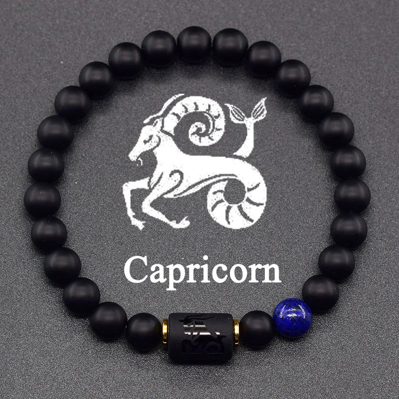 12 Zodiac Constellation Signs Bracelets for Men Women Real Natural Tiger Eye Stone Bead Bracelet Leo Taurus Charm Couple Jewelry