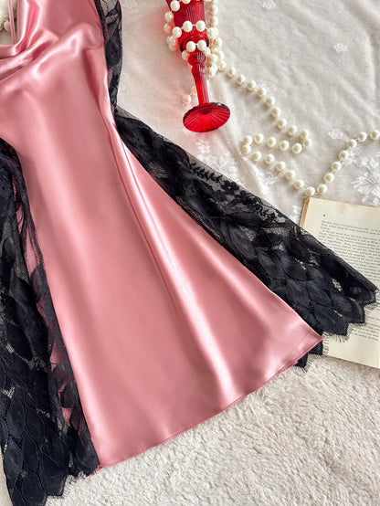 New Style Women's Lace Splicing Nightdress Sexy Fashion Pajamas Simple and Comfortable Suitable for Parties and Home