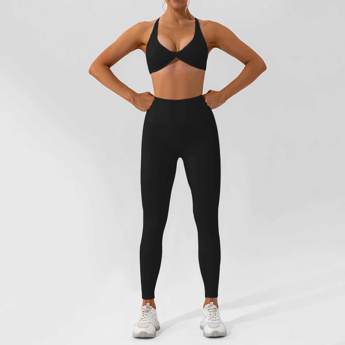 Women Yoga Suit - Quick Dry Gym Tracksuit With Long Sleeve Top & High Waist Leggings