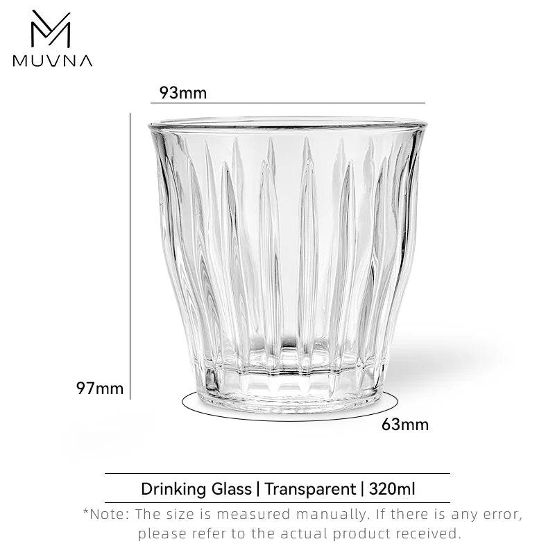 Glass Coffee Cup - MUVNA Ribbed Heat Resistant Espresso Mug, Transparent Gray