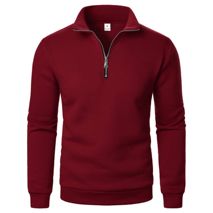 Spring and Autumn new casual half zipper stand up collar hoodie trend simple and loose oversized fleece men's hoodie