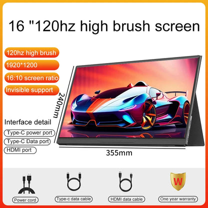 16inch Portable Monitor - USB C Portable Display | IPS Panel Slim Travel Monitor