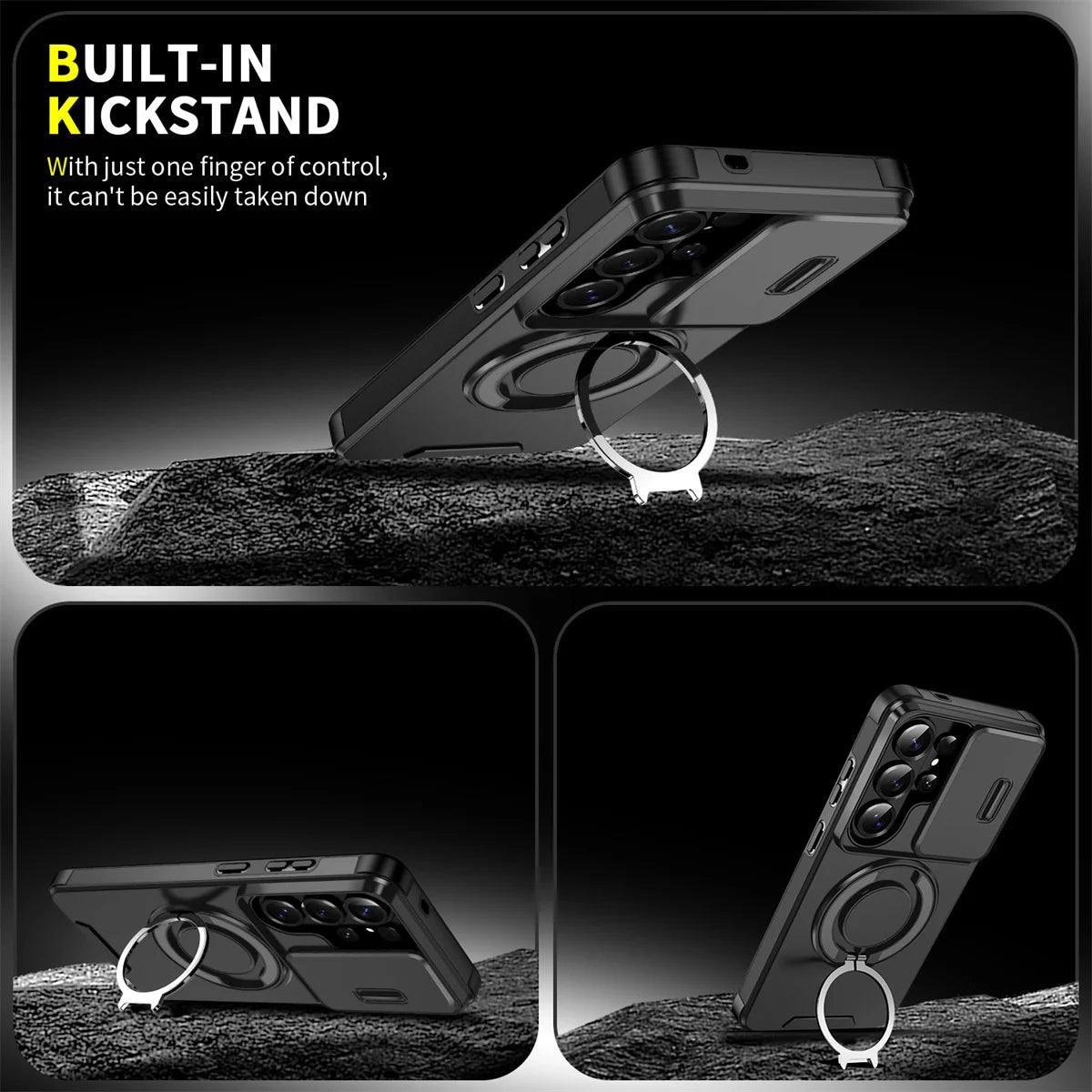 Phone Case for Samsung Galaxy S26 S23 S22 S21 Ultra S26 Edge S26 S25 S24 Plus S25 FE 360 Degree Rotating Magnetic Bracket Cover