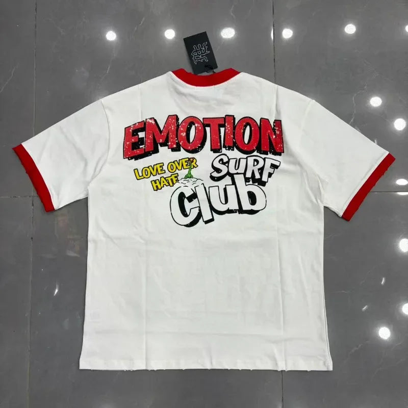 New MIXED-EMOTION Rhinestone cartoon printed pattern 100% cotton Men Women T-shirt Loose casual Shinning Diamond Tees Oversized Top
