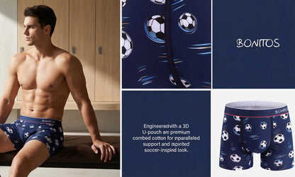 3pcs Print Men's Panties BONITOS Letter Waistband Boxer Briefs Cotton Underwear Mens Boxers Classic Men Underpants