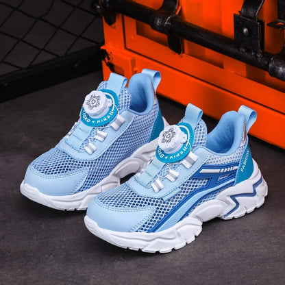 Children Sports Shoes - Boys Running Sneakers Black Mesh | Breathable Summer Casual