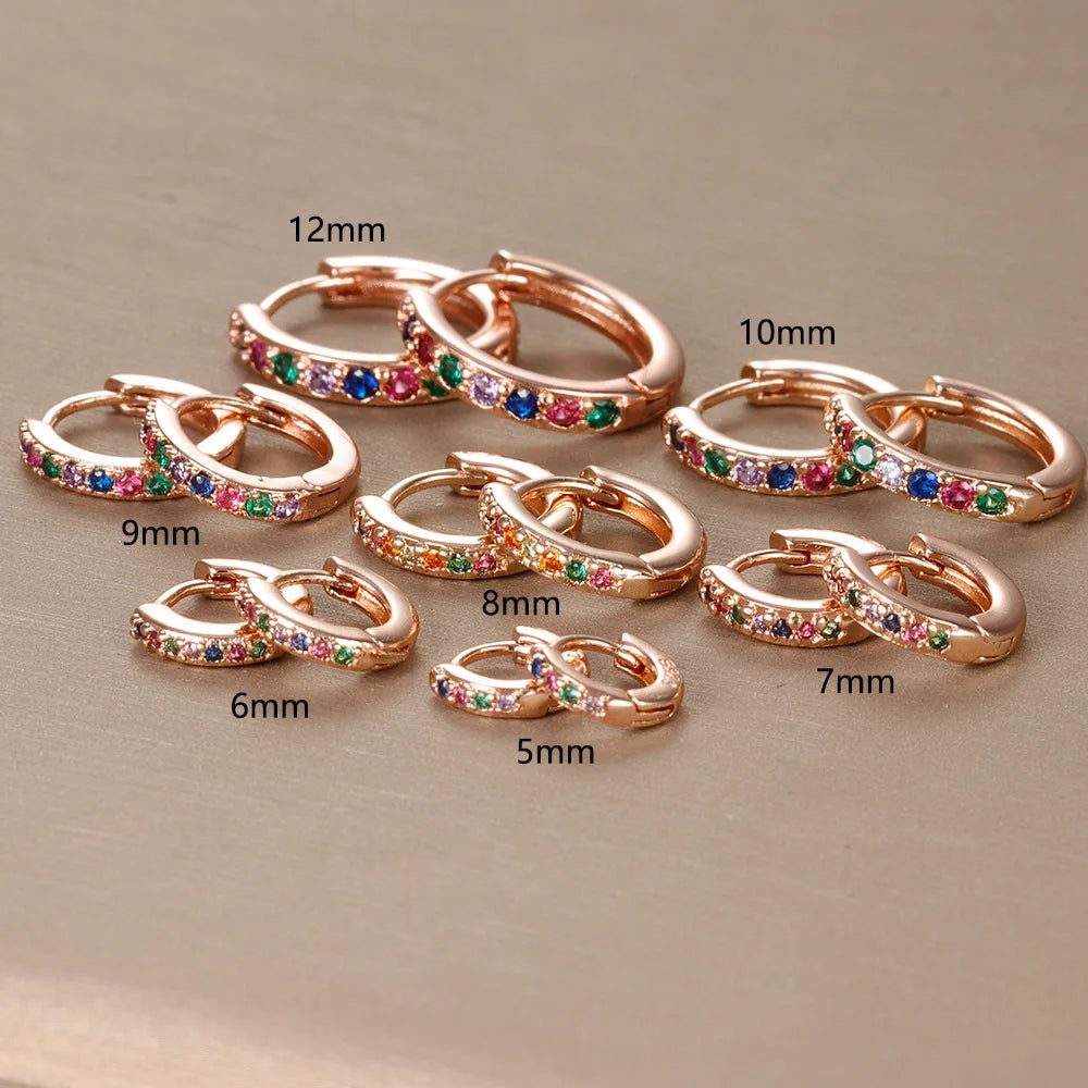 Zirconia Hoop Earrings - Stainless Steel Small Huggie Hoops in Gold & Silver