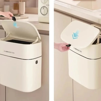 Hanging Trash Can - Stylish Kitchen  Bathroom Waste Bin with Flip Cover