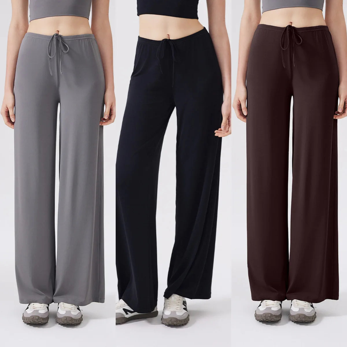 Women's Buttery Soft Wide Leg Yoga Pants - Elastic Waist, Cooling Breathable, Natural Drape Straight Leg Workout Pants