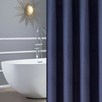 Waterproof Thickened Waffle Shower Curtain - Mildew Resistant Solid Color Bathroom Decor - ZOOMNSTORE