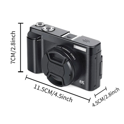 4K Digital Camera - 48MP Compact Flip Screen Camera With Autofocus & Pause Recording