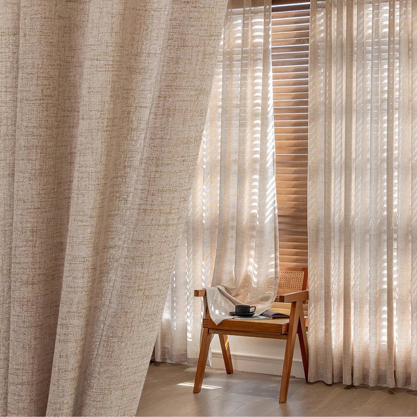 Japanese Linen Curtain – Sheer Breathable Drapes for Bedroom & Living Room Partition
