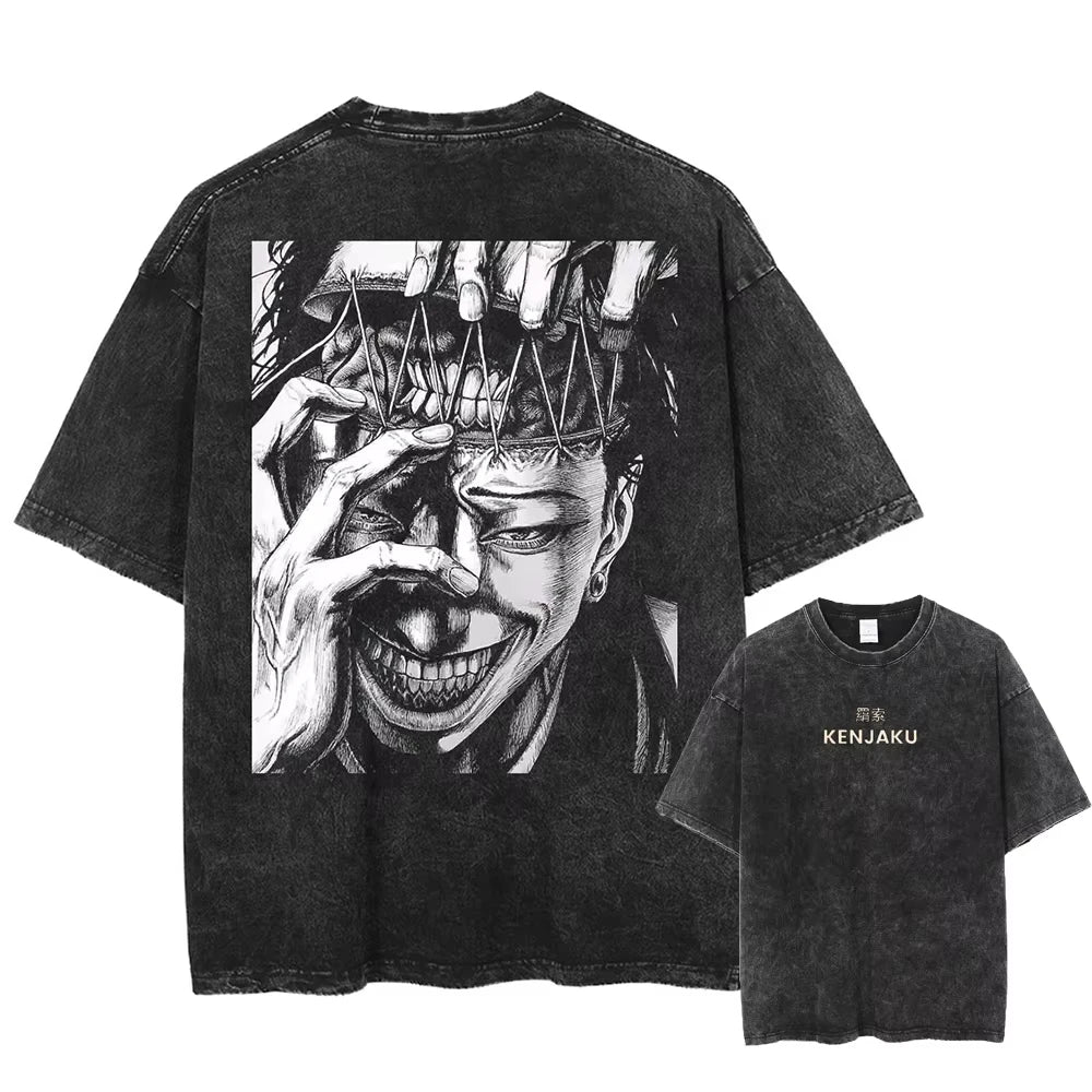 Jujutsu Kaisen T Shirt Men Women Tshirt Gojo Satoru Washed Cotton T-shirt Clothing Summer Short Sleeve Oversized Tees Streetwear