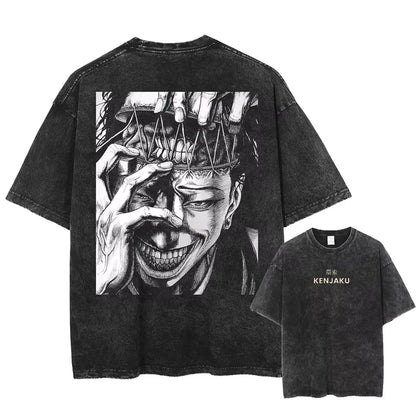Jujutsu Kaisen T Shirt Men Women Tshirt Gojo Satoru Washed Cotton T-shirt Clothing Summer Short Sleeve Oversized Tees Streetwear