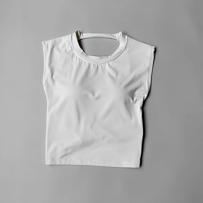 Women's Yoga T-Shirt – Breathable Backless Sports Shirt With Breast Support Tee