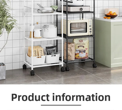 Microwave Oven Rack - Multi-Layer Removable Kitchen Storage Rack with Wheels