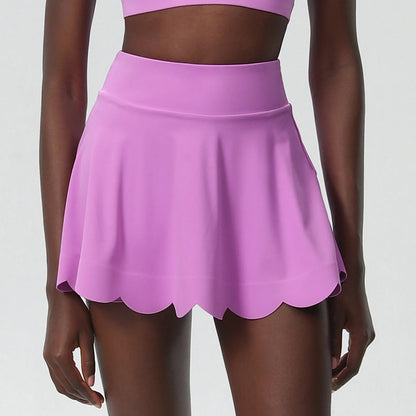 Women Summer Tennis Skirt Solid Color 2 In 1 Pocket Running Skirt Breathable Quick Dry Gym Shorts Female Workout Clothes