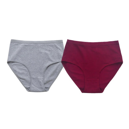 2Pcs/Set Women High Waist Cotton Panties Soft Stretch Tummy Control Ladies Rib Knit Underwear Sexy Lingerie Comfort Briefs S-XXL