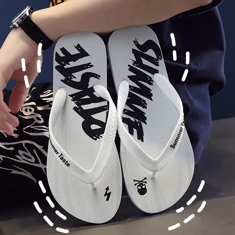 Men's Summer Lightning Thong Sandals Edgy Non-Slip Soft Sole Beach/Street Trendy Student Durable Outdoor Casual Flip-Flops Shoes