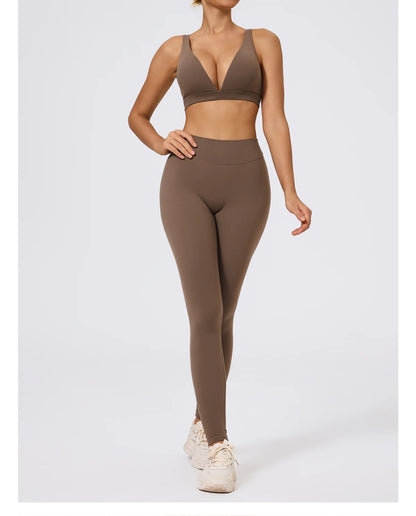 Hearuisavy Summer 2Pcs Women Sports Suit High Impact Push-Up Sports Bra Gym Yoga Tops Underwear High Waist Stretch Fitness Pants