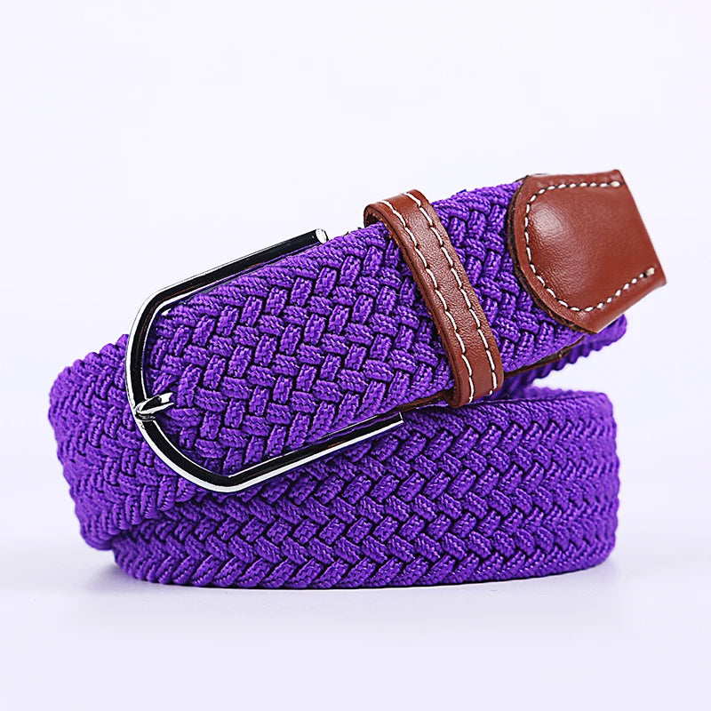 Unisex Stretch Jeans Belt - Casual Knitted Woven Canvas Pin Buckle
