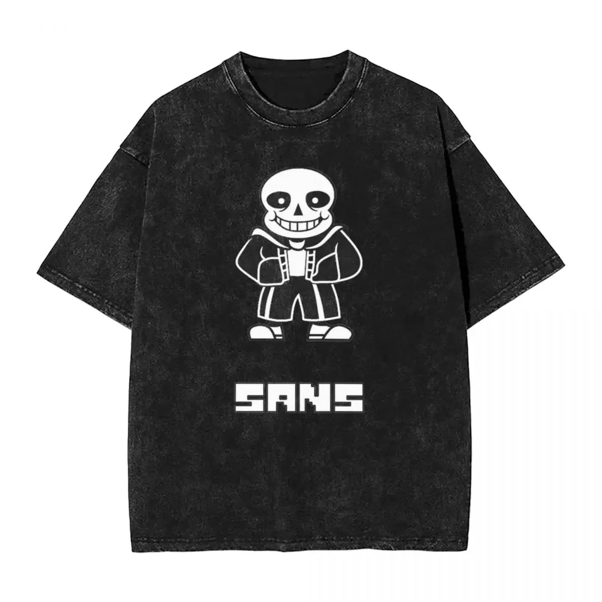 Washed Cartoon T Shirts Undertale Dog Pocket Graphic T-Shirts Cotton Loose Streetwear Short Sleeve Tee Shirt Men Women Clothing