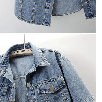 Fashionable New Versatile Short Sleeved Denim Jacket for Women Loose Korean Version Top Small Shawl Cardigan for Outerwear