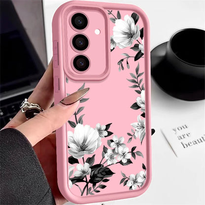 Flowers Print Soft Case For Samsung Galaxy A57 A37 A27 A56 A16 A17 A15 A55 A54 A26 A36 S26 S24 S23 S22 Ultra S25 FE Phone Cover