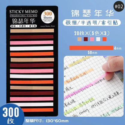 Transparent Rainbow Sticky Notepads - 300 Sheets Kawaii Memo Pad