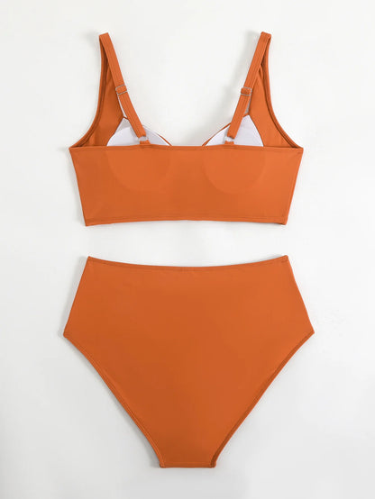 Black Push Up Bikini - Two Piece Swimsuit High Waist Padded Set for Women