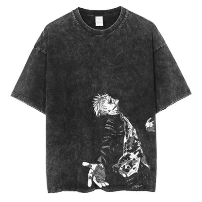 Jujutsu Kaisen T Shirt Men Women Tshirt Gojo Satoru Washed Cotton T-shirt Clothing Summer Short Sleeve Oversized Tees Streetwear
