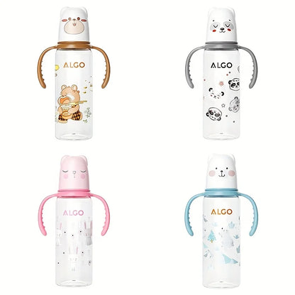 8.12 oz polypropylene baby bottle with handle - leak proof standard caliber, durable PP material and silicone nipple, ideal gift