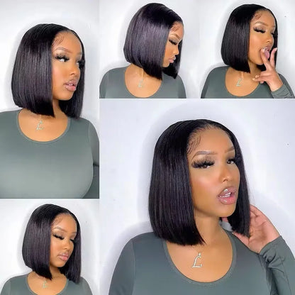 Vietnamese Human Hair Wig - 13x6 Lace Frontal Wig, 250% Density, Natural Black Bob