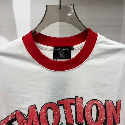 New MIXED-EMOTION Rhinestone cartoon printed pattern 100% cotton Men Women T-shirt Loose casual Shinning Diamond Tees Oversized Top