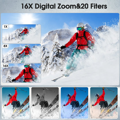 4K Digital Camera - 48MP Compact Flip Screen Camera With Autofocus & Pause Recording