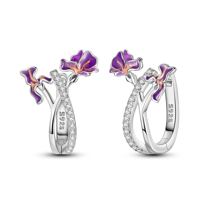 Sterling Silver Hoop Earrings – Zirconium Star Drop Style For Women’s Anniversary Jewelry Gift