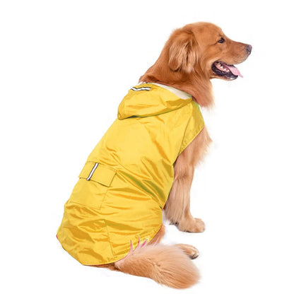 Dog Raincoat Waterproof Hoodie Jacket Rain Poncho Pet Rainwear Clothes with Reflective Stripe for All Sizes Big Puppies