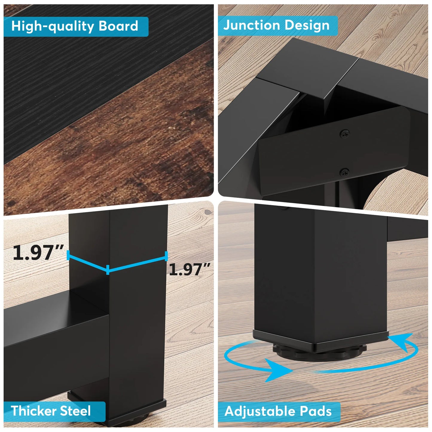 Large Office Desk | Modern Computer Desk - Spacious Writing Workstation for Home Office