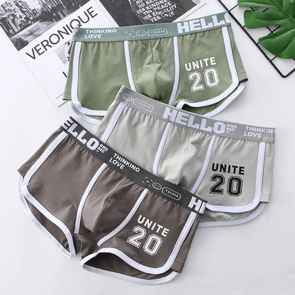 Men's Cotton Boxers - Comfortable Boxer Shorts Pack with Convex Pouch and Letter Pattern