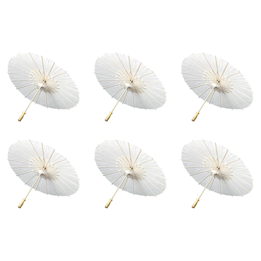 30-1PCS White Paper Parasol Umbrellas DIY Photo Cosplay Prop Bamboo Umbrella For Wedding Party Summer Beach Decor