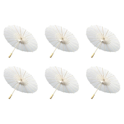 30-1PCS White Paper Parasol Umbrellas DIY Photo Cosplay Prop Bamboo Umbrella For Wedding Party Summer Beach Decor