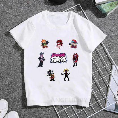 Hot Game Friday Night Funkin Cartoon Kids T shirt Girls Summer Fashion Tops Baby Boys Clothes Children Short Sleeve T-shirt