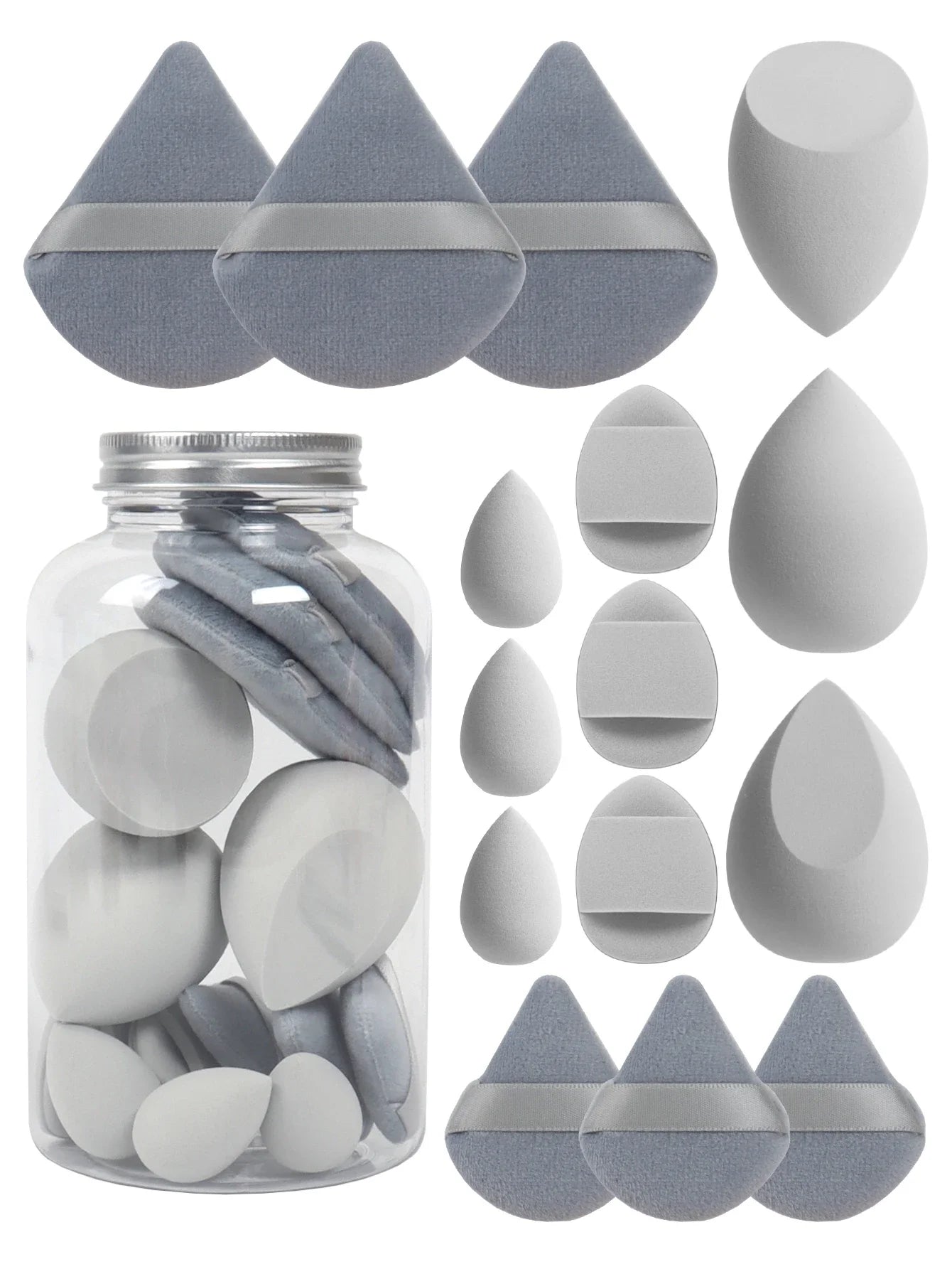 Cosmetic Powder Puffs – Loose Powder Puff Combo with Mini Makeup Egg Set & Air Cushion