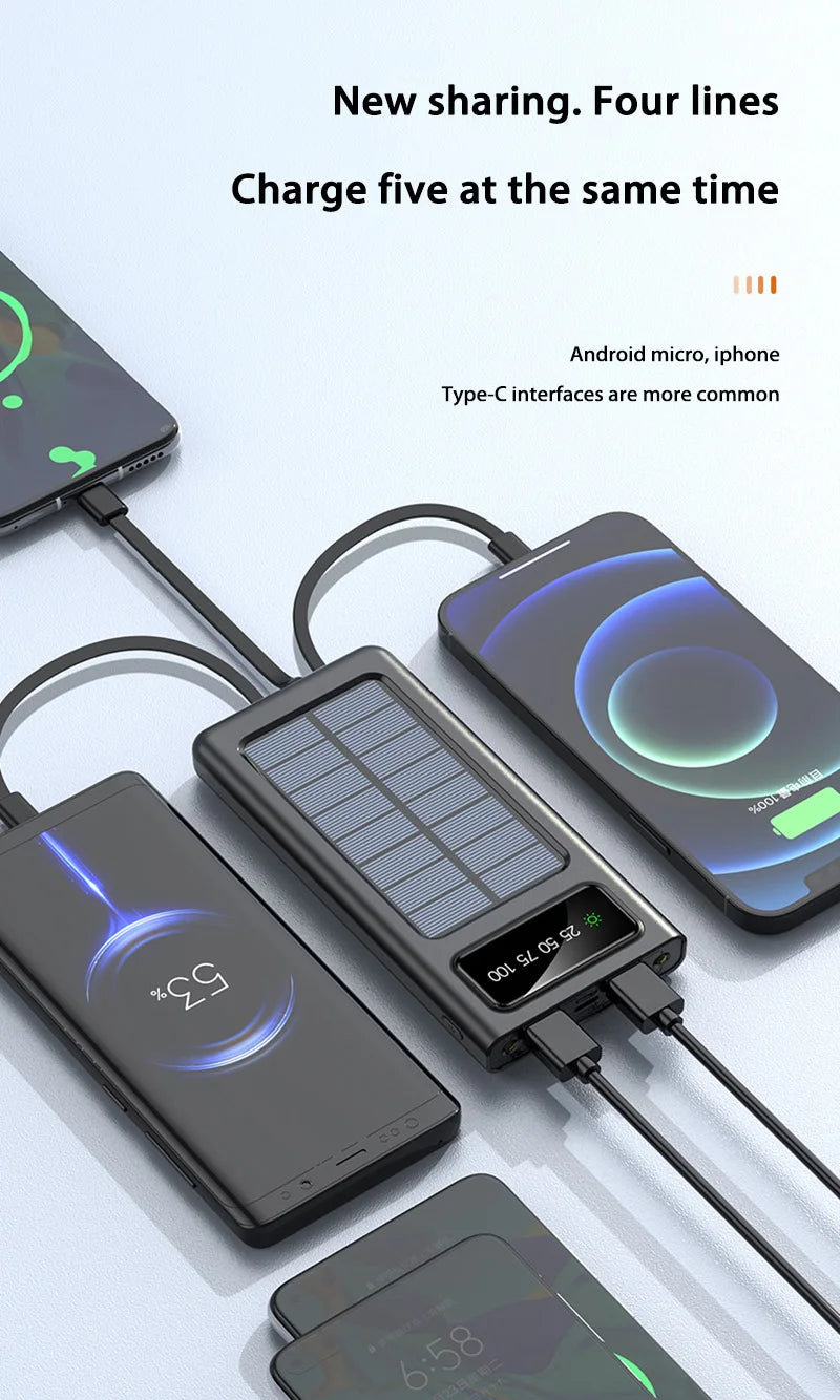 ONEPLUS 200000mAh Solar Power Bank Ultra Capacity USB Super Fast Charging USB  For iPhone Samsung Xiaomi Huawei Outdoor Power