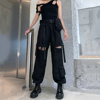 Women Y2K Streetwear Cargo Pants Vintage Fashion High Waist Baggy Trousers Female Loose Sweatpants Wide Leg Joggers Trousers