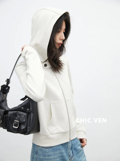 CHIC VEN Fashion Women Sweatshirts Solid Slim New Hooded Warm Female Jacket Short Sportswear for Woman Spring Autumn 2026