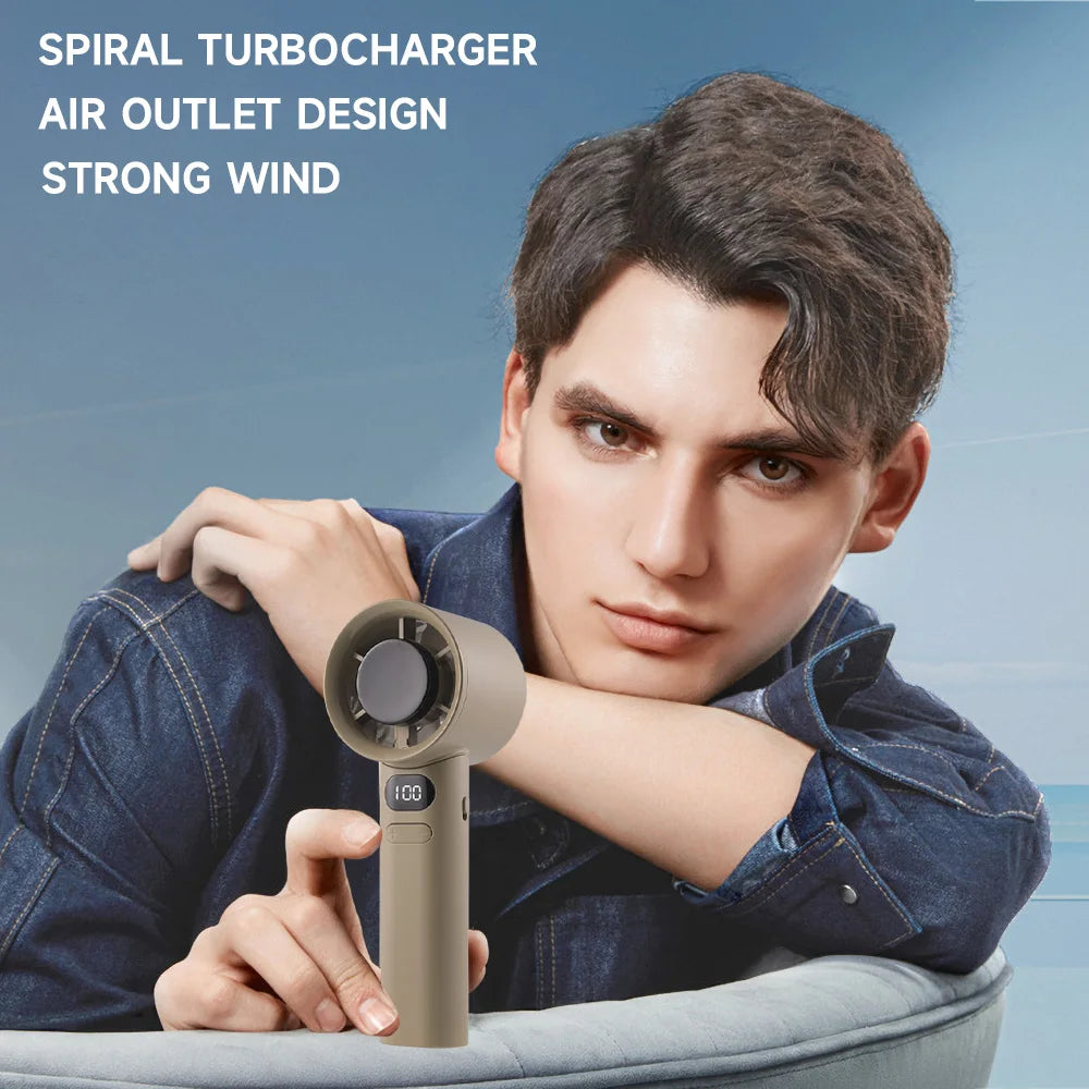 Portable Handheld Fan 120 Wind Speeds Mini Bladeless Hand Fan USB Rechargeable Highspeed Fans Camping Electric Fans Air Cooler